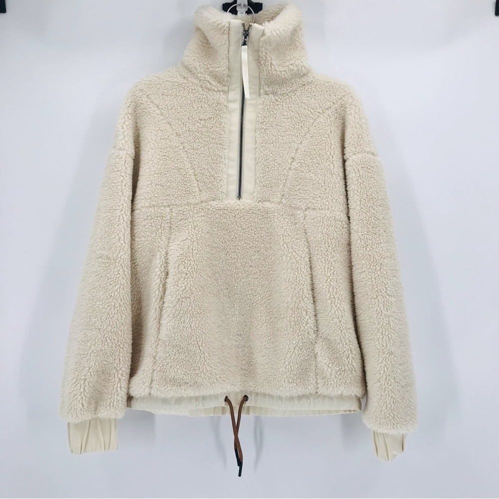 Varley Sherpa 1/4 Zip Pullover Turtleneck Sweater in Cream Size XS
